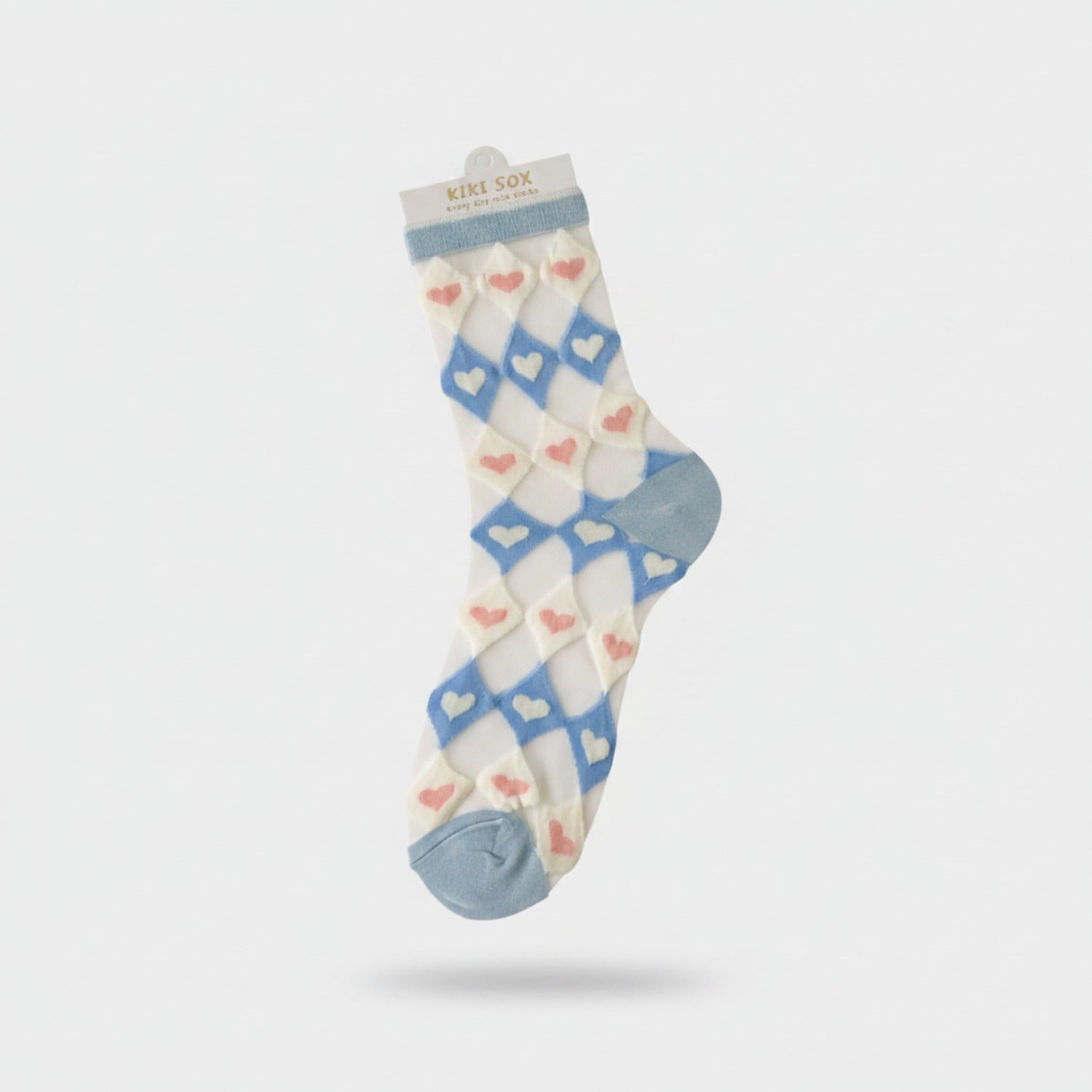 Heart Diamond Argyle Crew Socks Blue