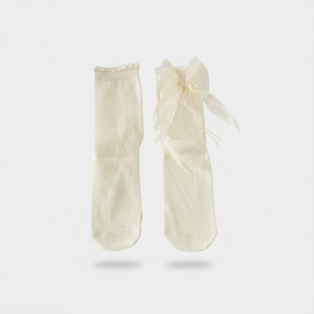 Cream Bow Tie Ankle Socks