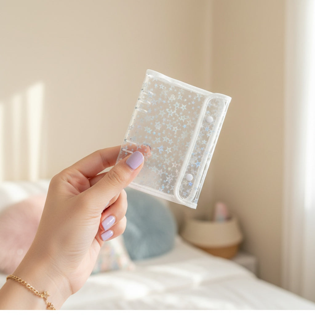 Holographic Star Spiral Notebook With Elastic Closure