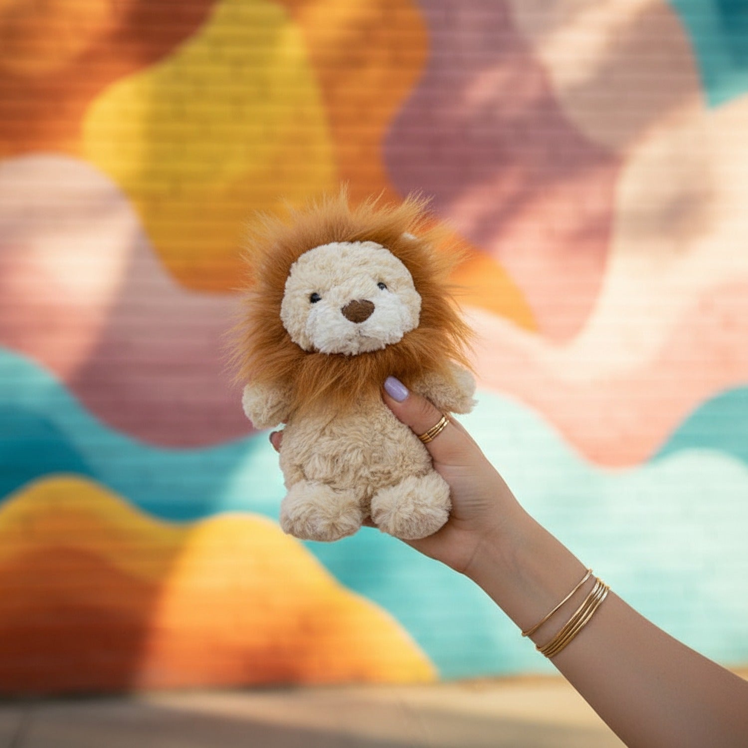 Cream Lion Plush Toy With Fluffy Mane