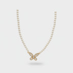 Pearl Necklace With Butterfly Charm Pendant