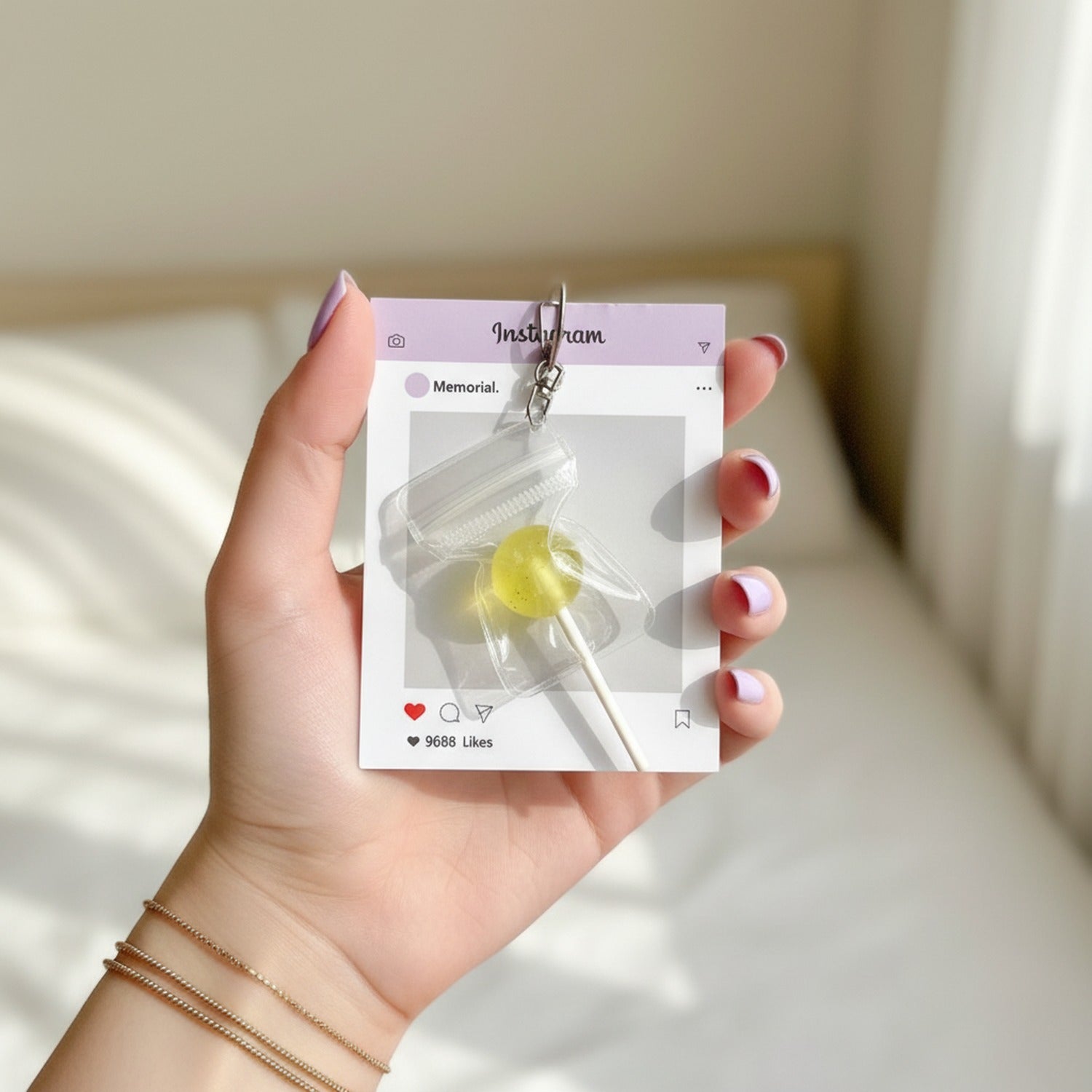 Purple Lollipop Acrylic Keyring Charm