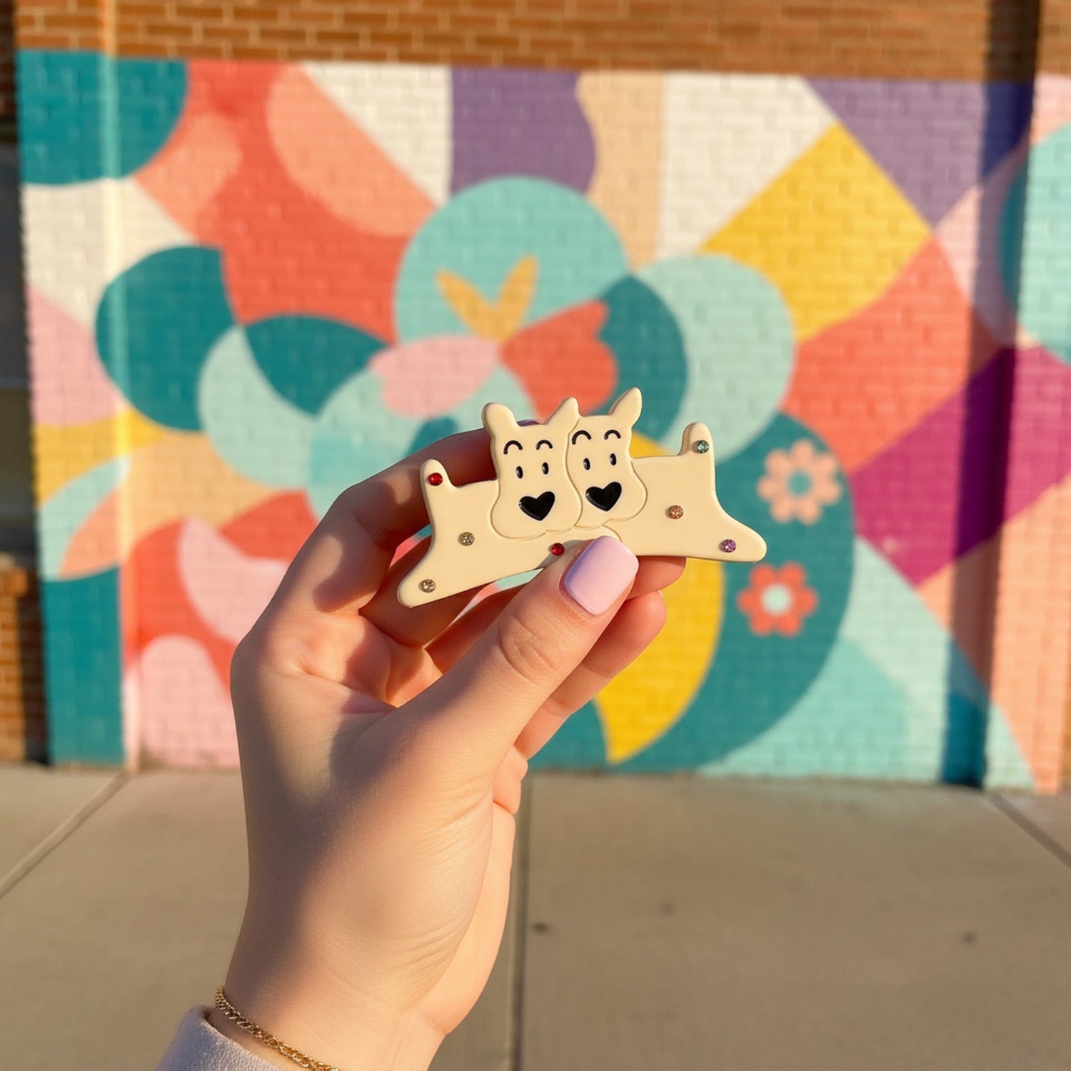 Cream Reindeer Hair Claw With Rhinestones