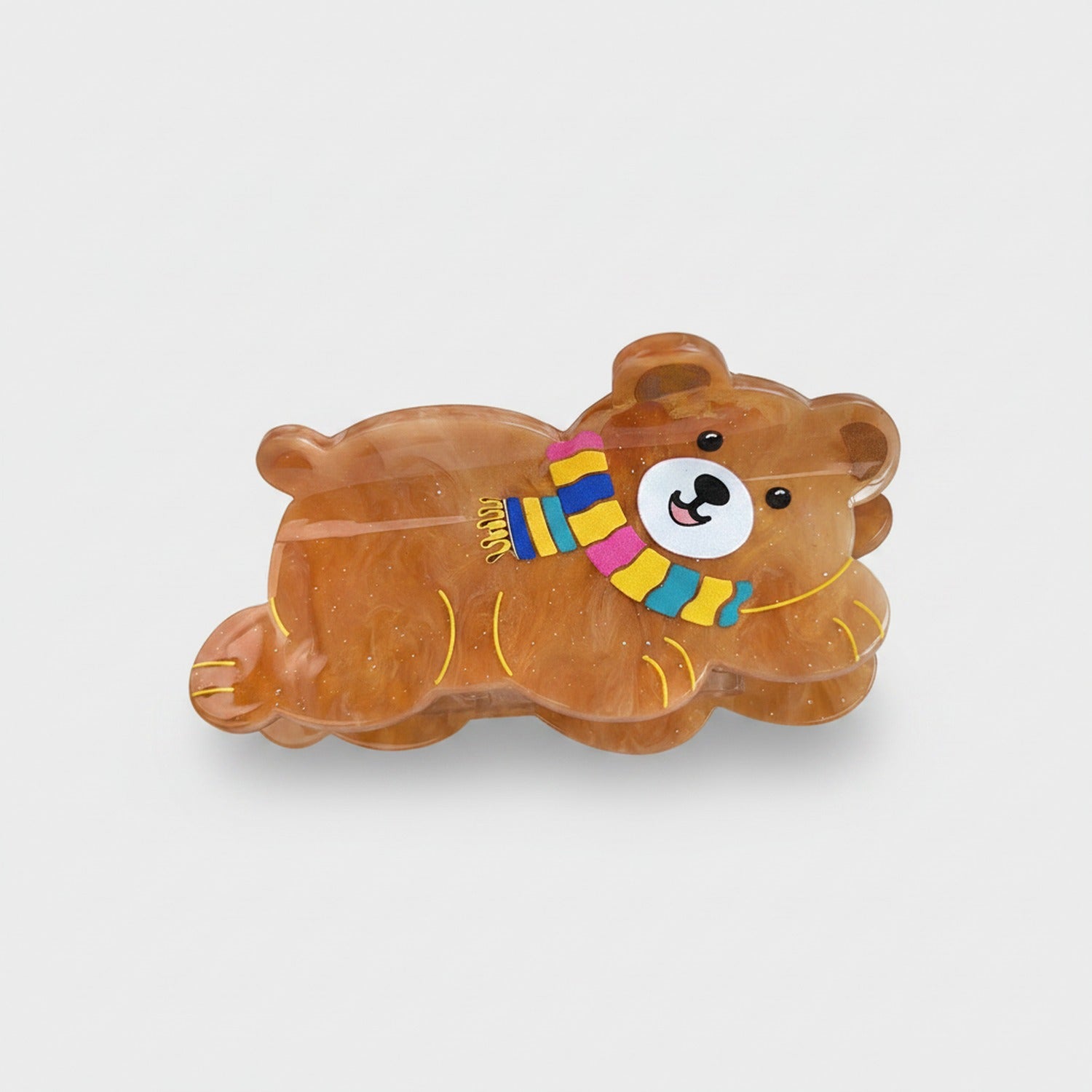 Brown Bear Scarf Hair Claw Clip