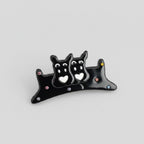Black Cat Heart Rhinestone Hair Claw