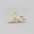 Gold Rhinestone Flower Pearl Hair Claw