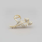 Gold Rhinestone Flower Pearl Hair Claw