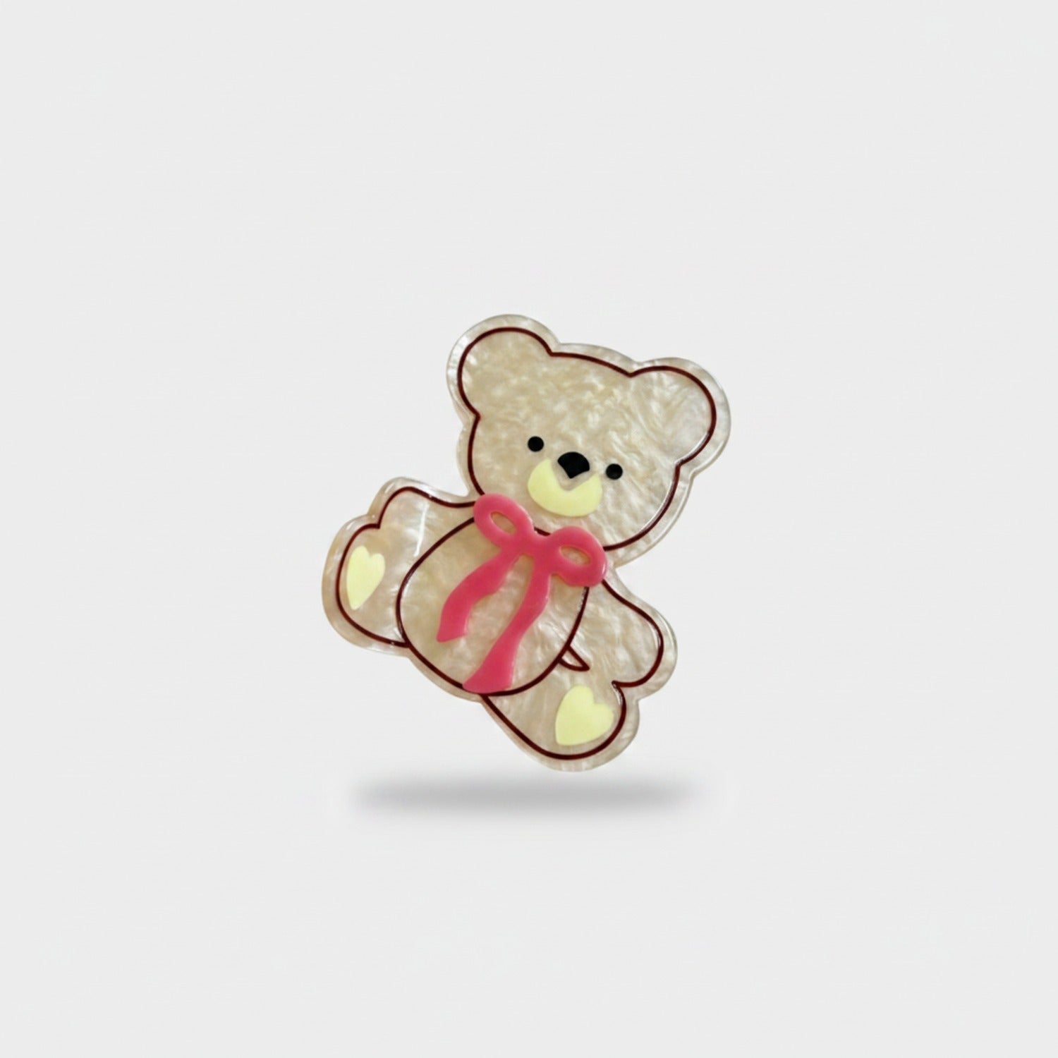 Teddy Bear Hair Claw With Pink Bow