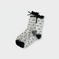 Sheer Black Polka Dot Crew Socks with Ruffle