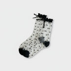 Sheer Black Polka Dot Crew Socks with Ruffle