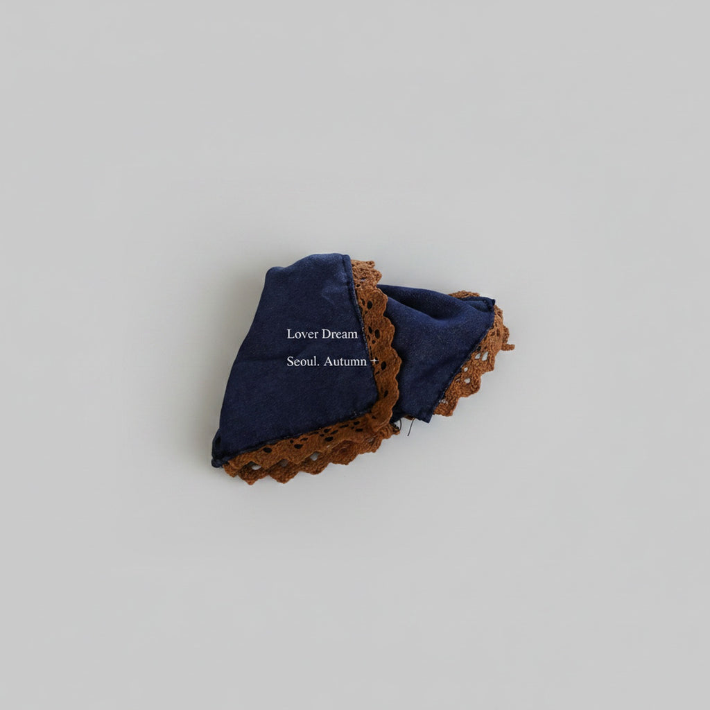 Navy Lace Claw Hair Clip With Tan Trim