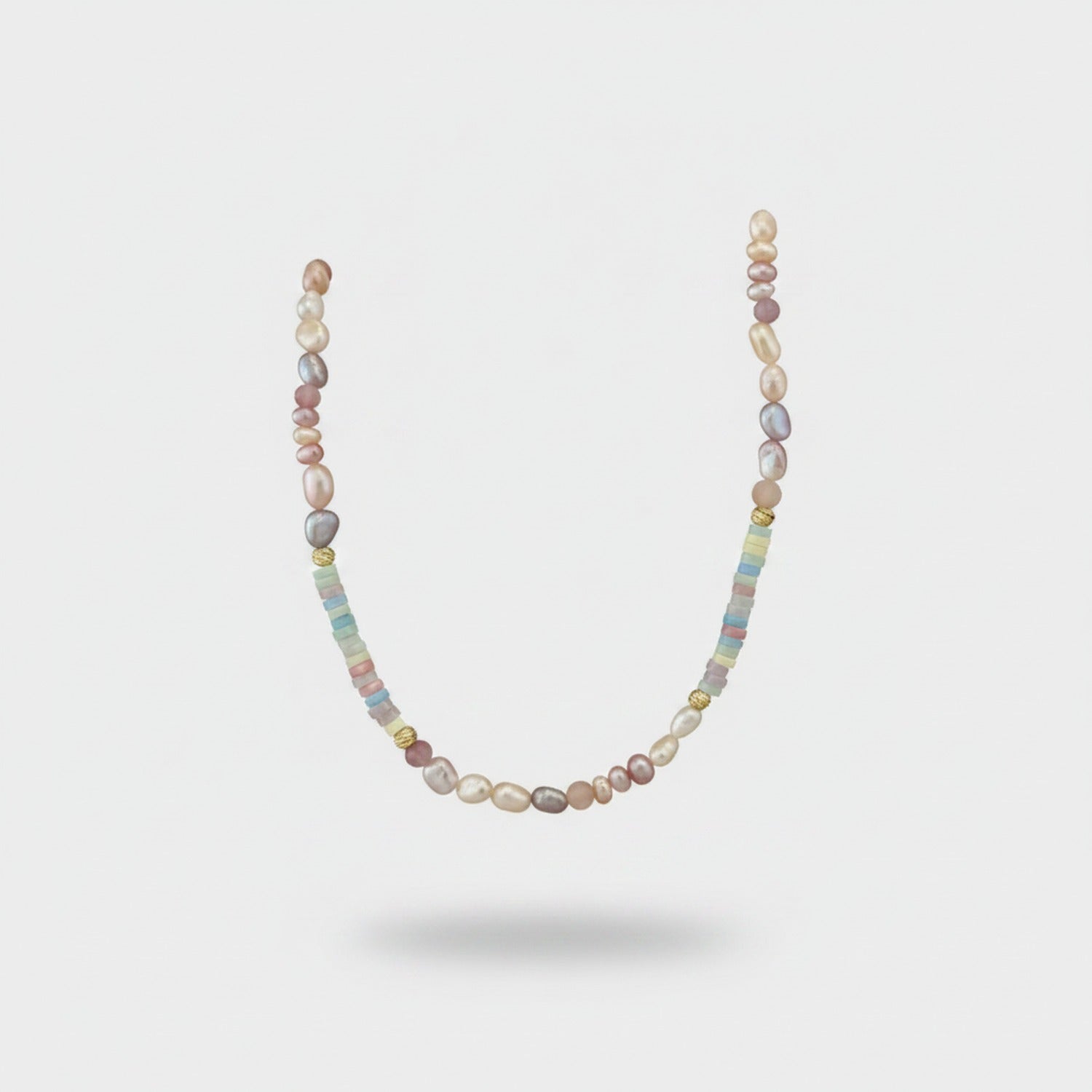 Aqua Beaded Pearl Charm Pendant Necklace