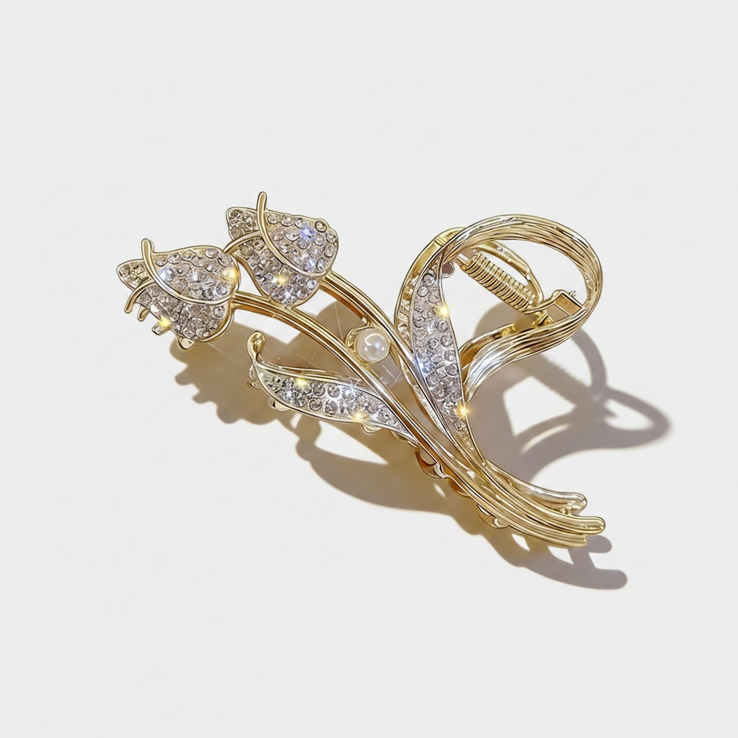 Gold Butterfly Rhinestone Hair Claw Clip