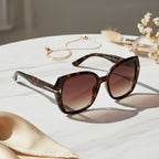 Tortoiseshell Square Gradient Sunglasses With Metal Bridge