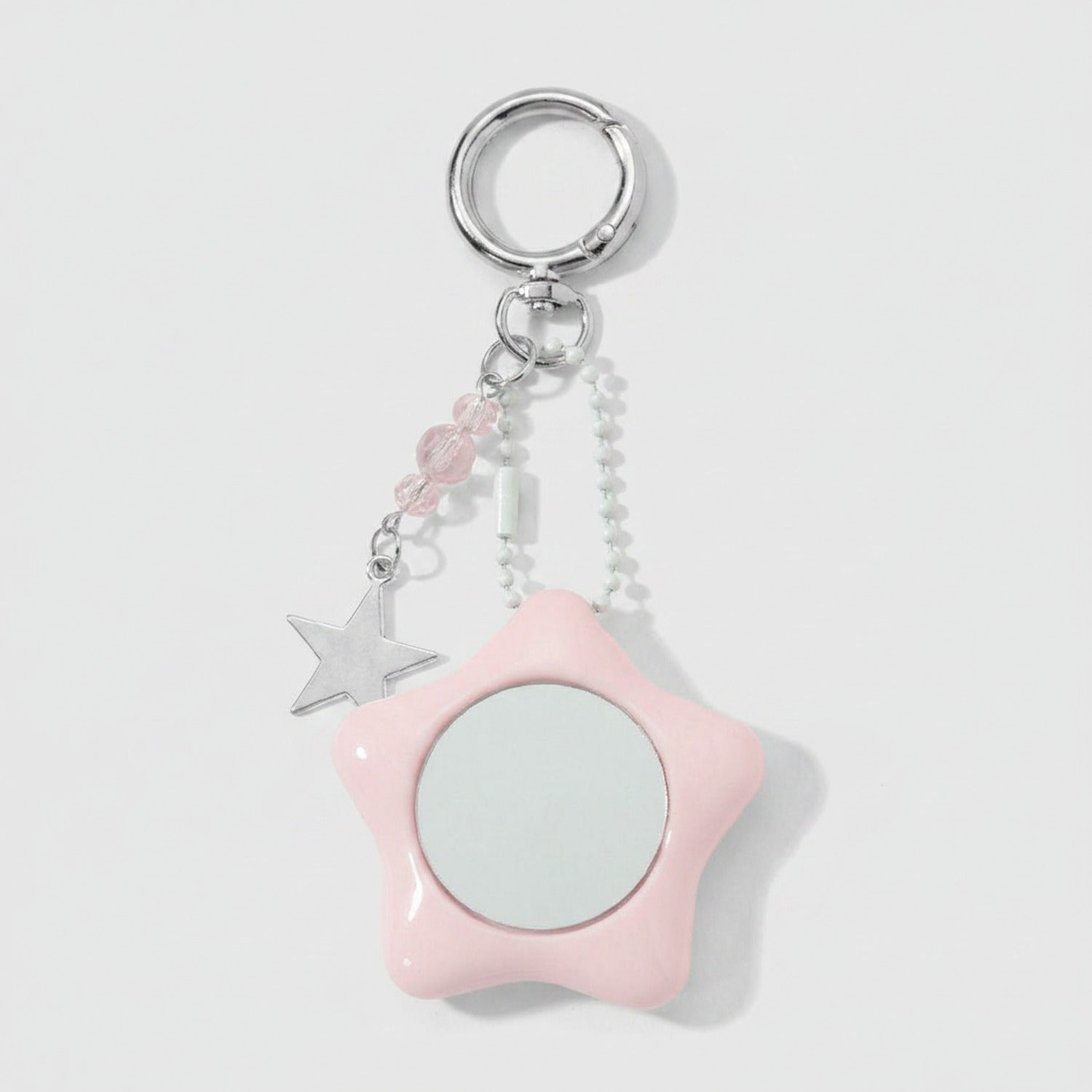 Star Pink Acrylic Keyring With Mirror Charm