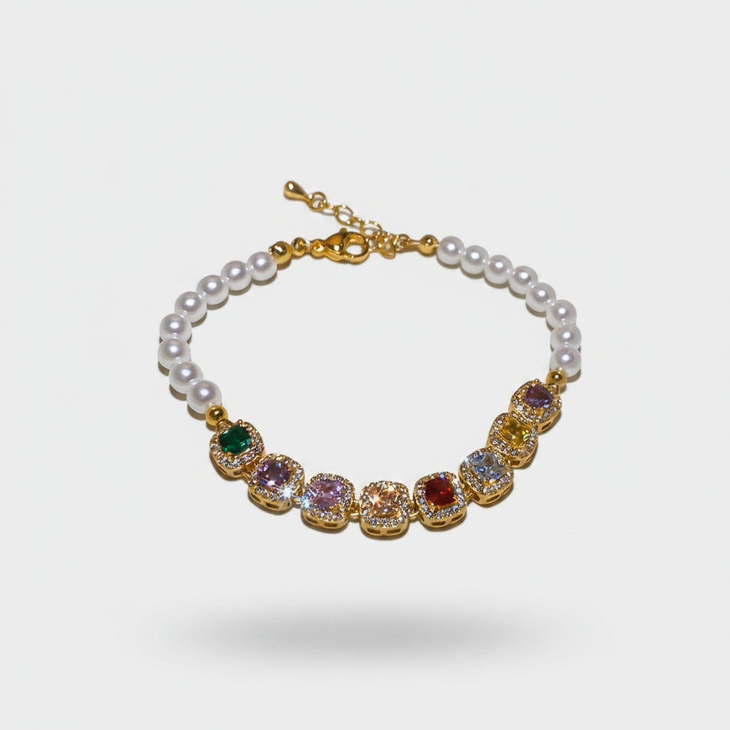 Pearl & Gemstone Beaded Charm Bracelet