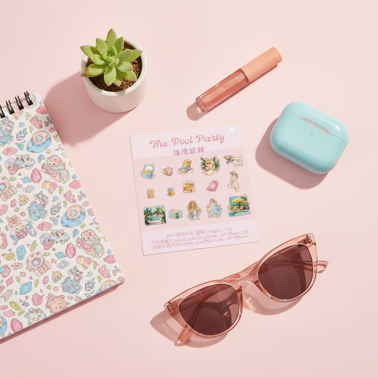 Pool Party Pink Sticker Sheet Set