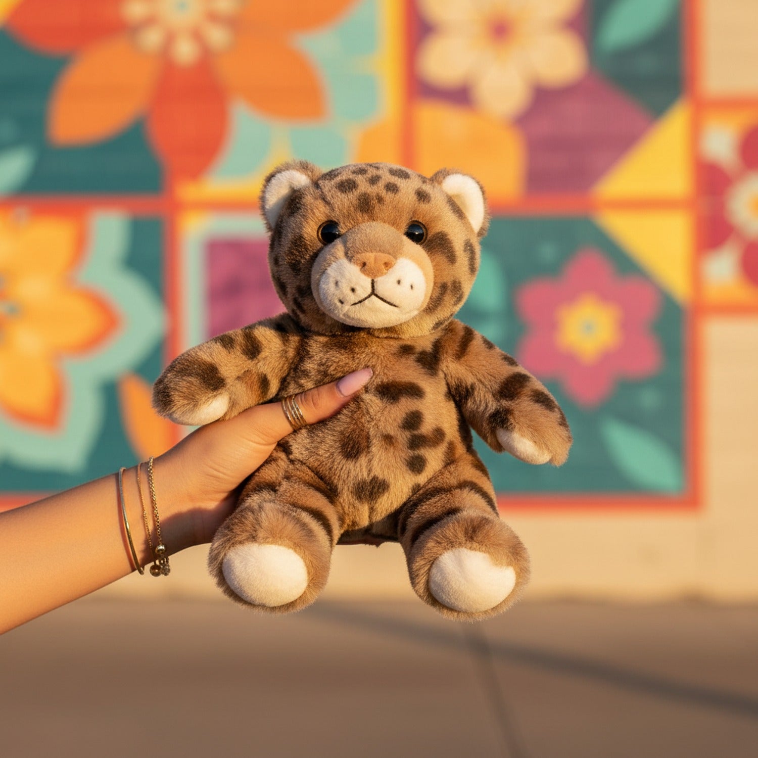 Leopard Print Plush Teddy Bear With Bow