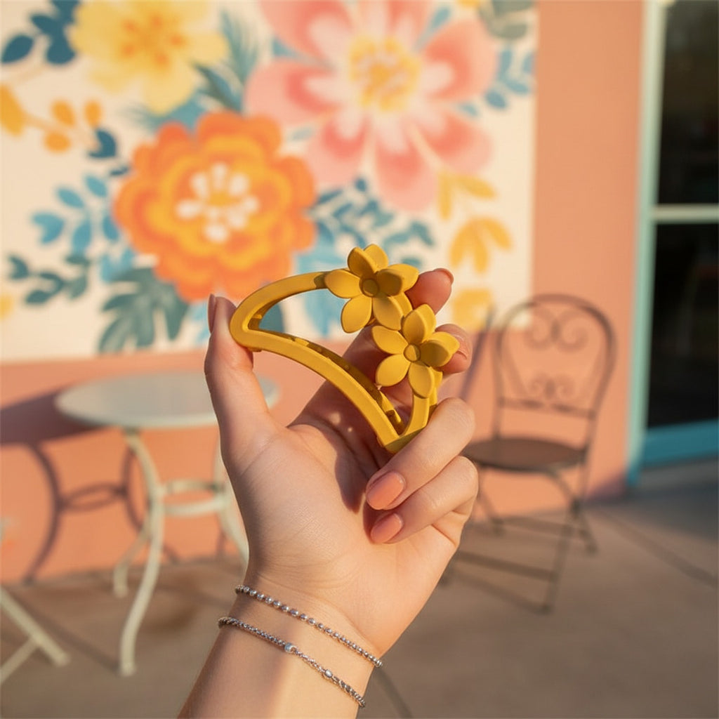 Golden Flower Claw Hair Clip