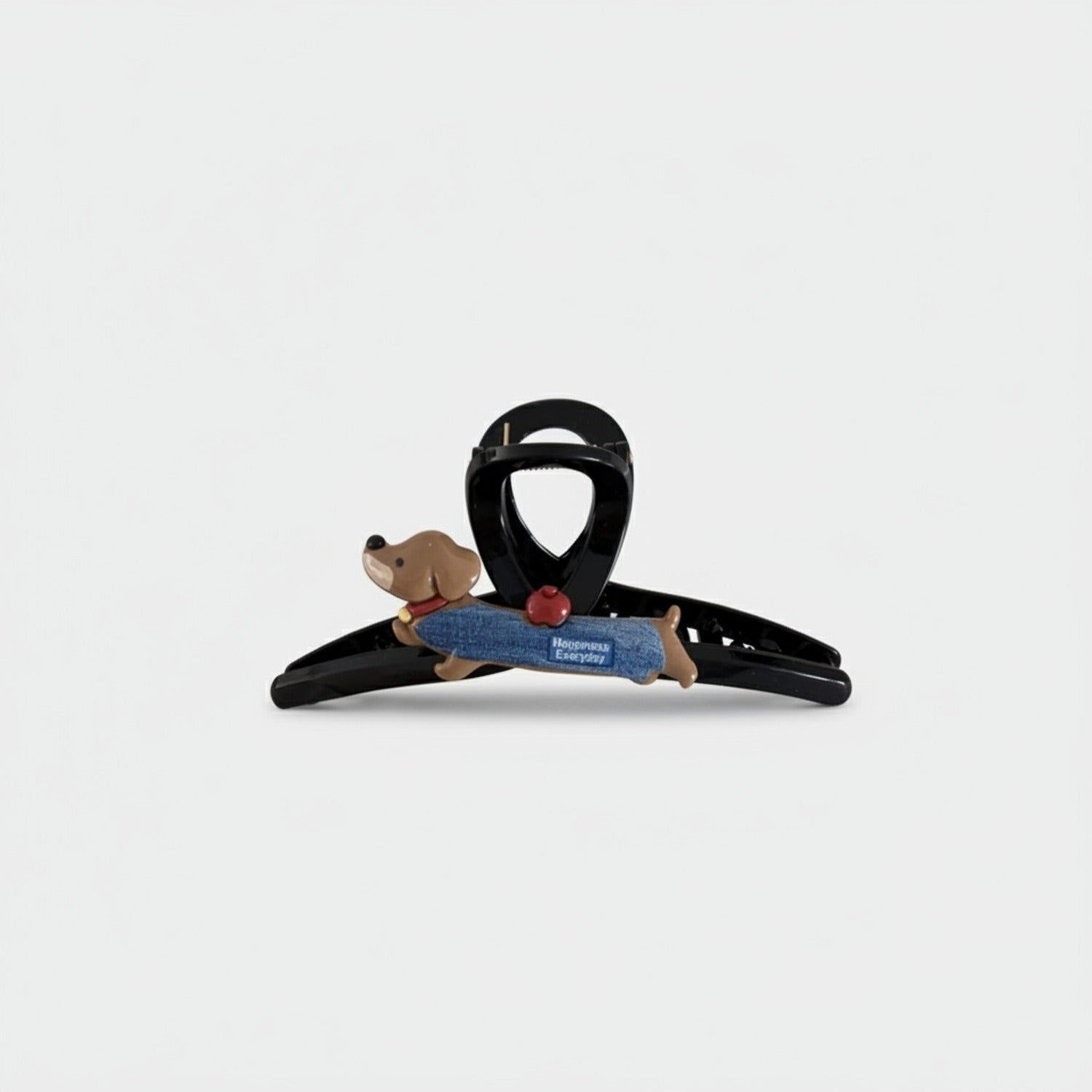 Black Hair Claw With Dachshund Charm Clip