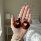 Tortoiseshell Resin Hoop Drop Earrings