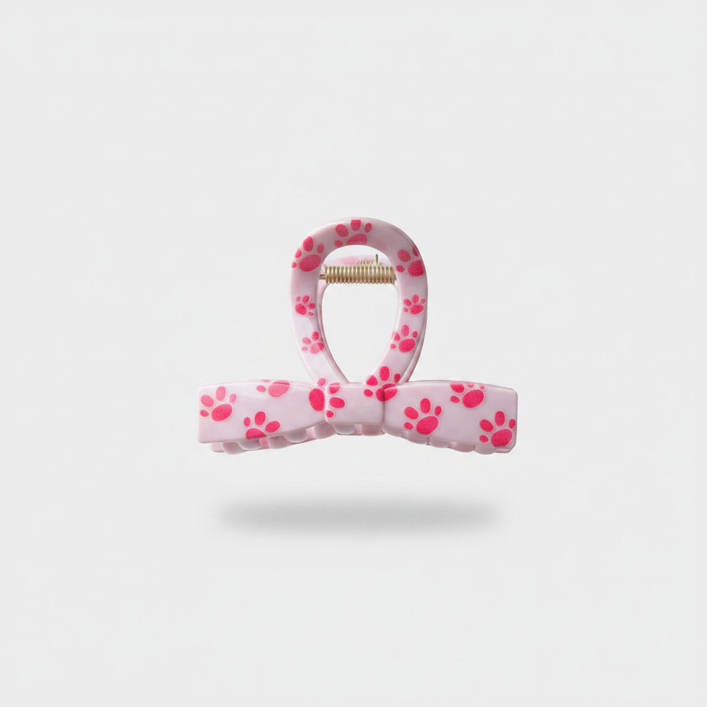 Pink Paw Print Hair Claw Clip