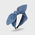 Denim Bunny Ear Knot Headband - Medium Wash Denim