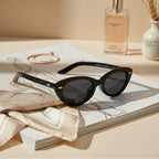 Black Cat Eye Sunglasses With Pearl Studs