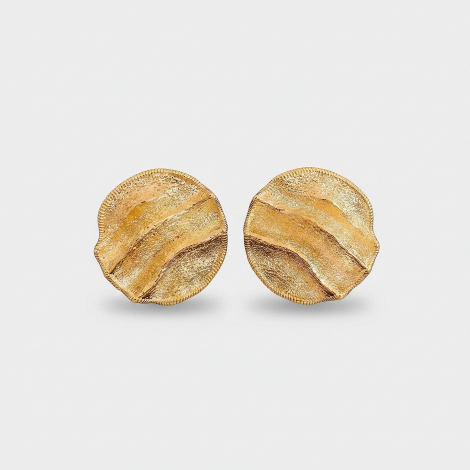 Gold Textured Square Statement Earrings