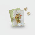 Floral Bouquet Greeting Card With Gold Bow