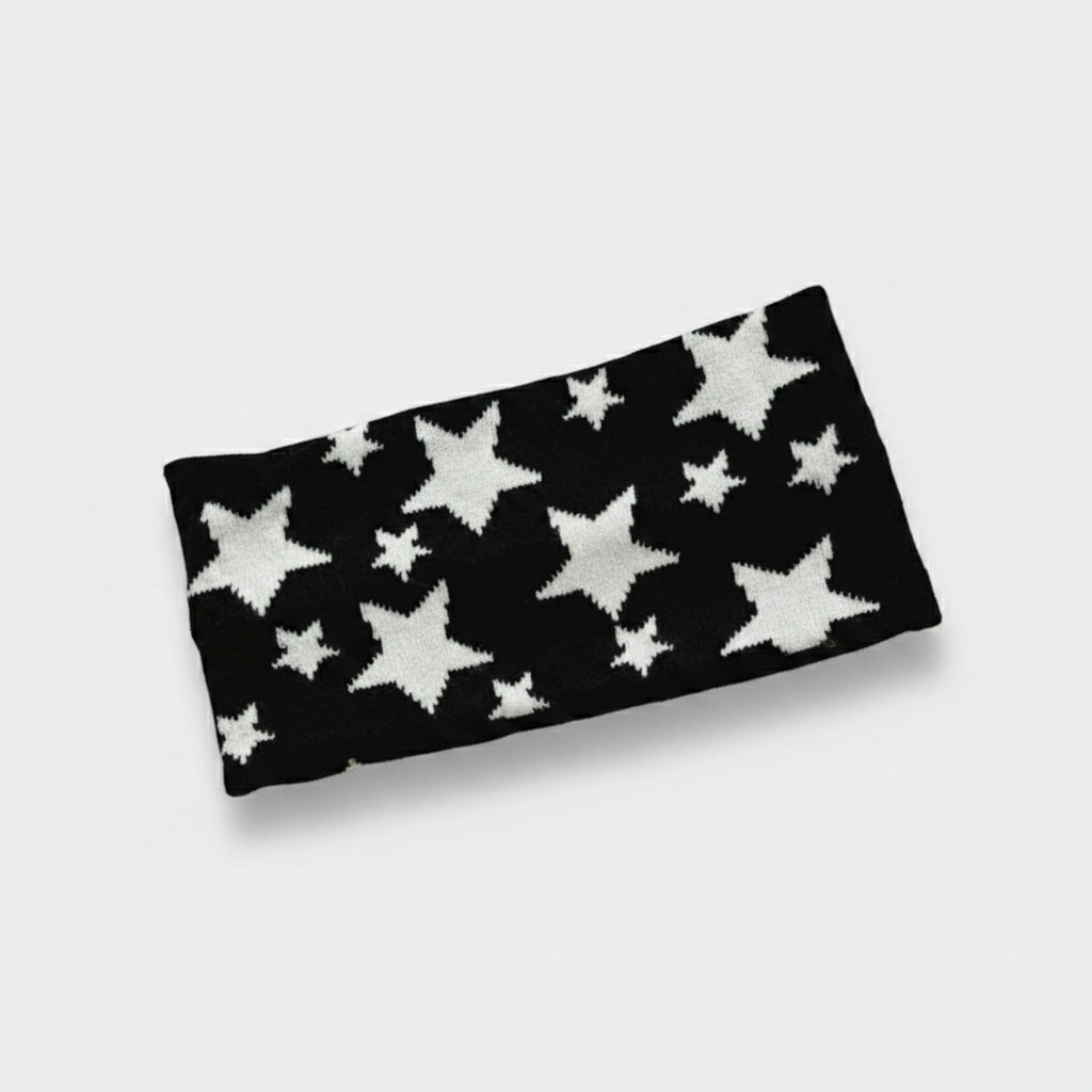 Star Knit Headband Wrap - Black