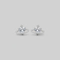 Silver Crystal Orb Stud Earrings With Rhinestone Halo
