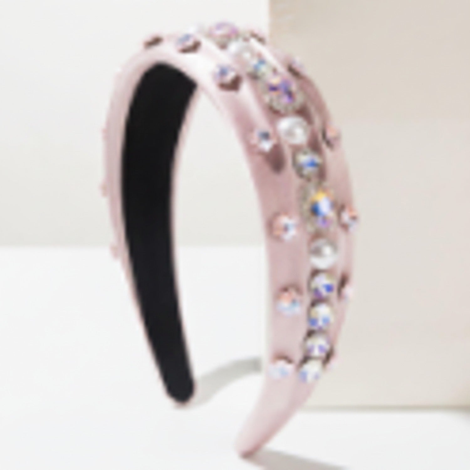 Pink Padded Headband With Rhinestone Embellishments
