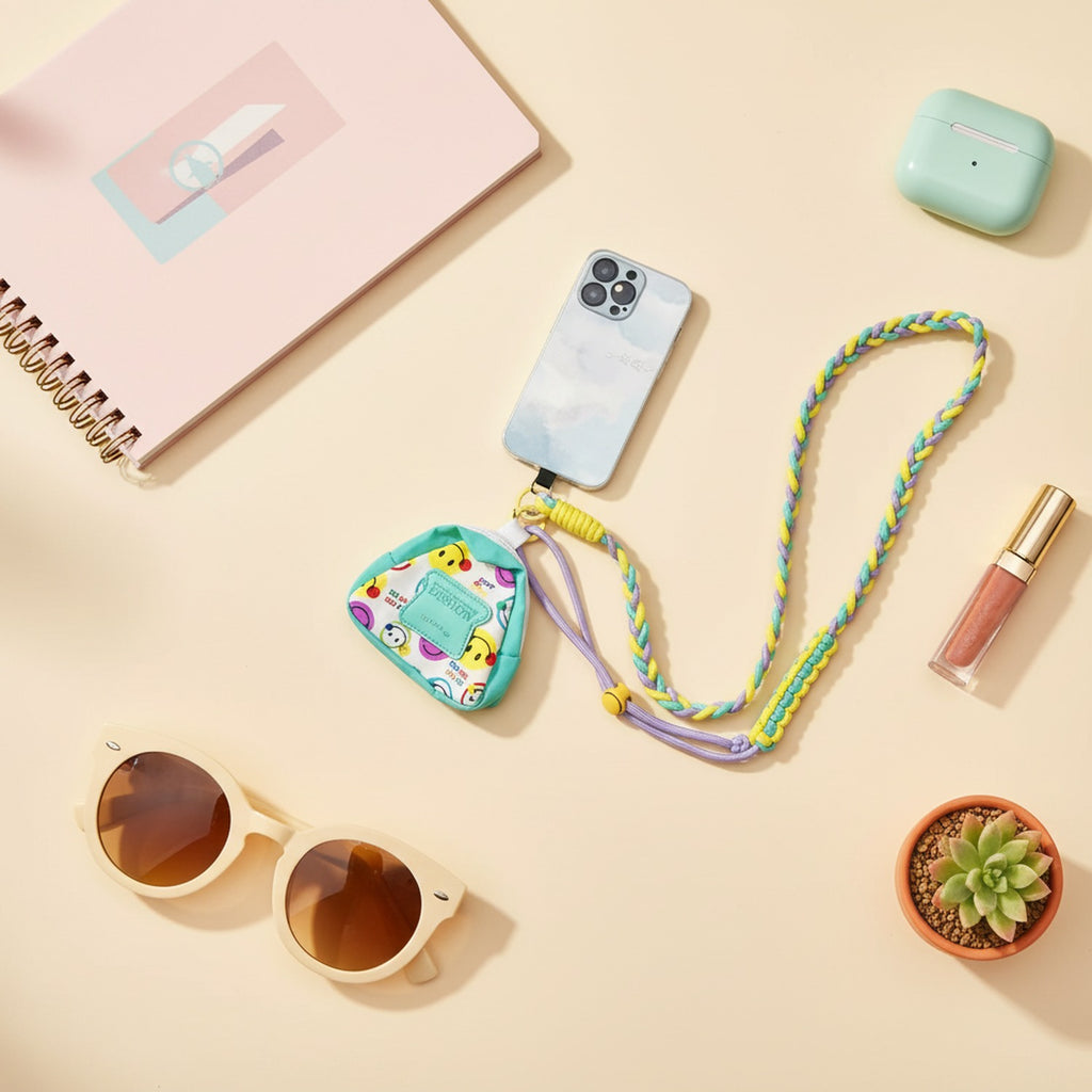 Purple & Yellow Braided Rope Phone Charm Strap