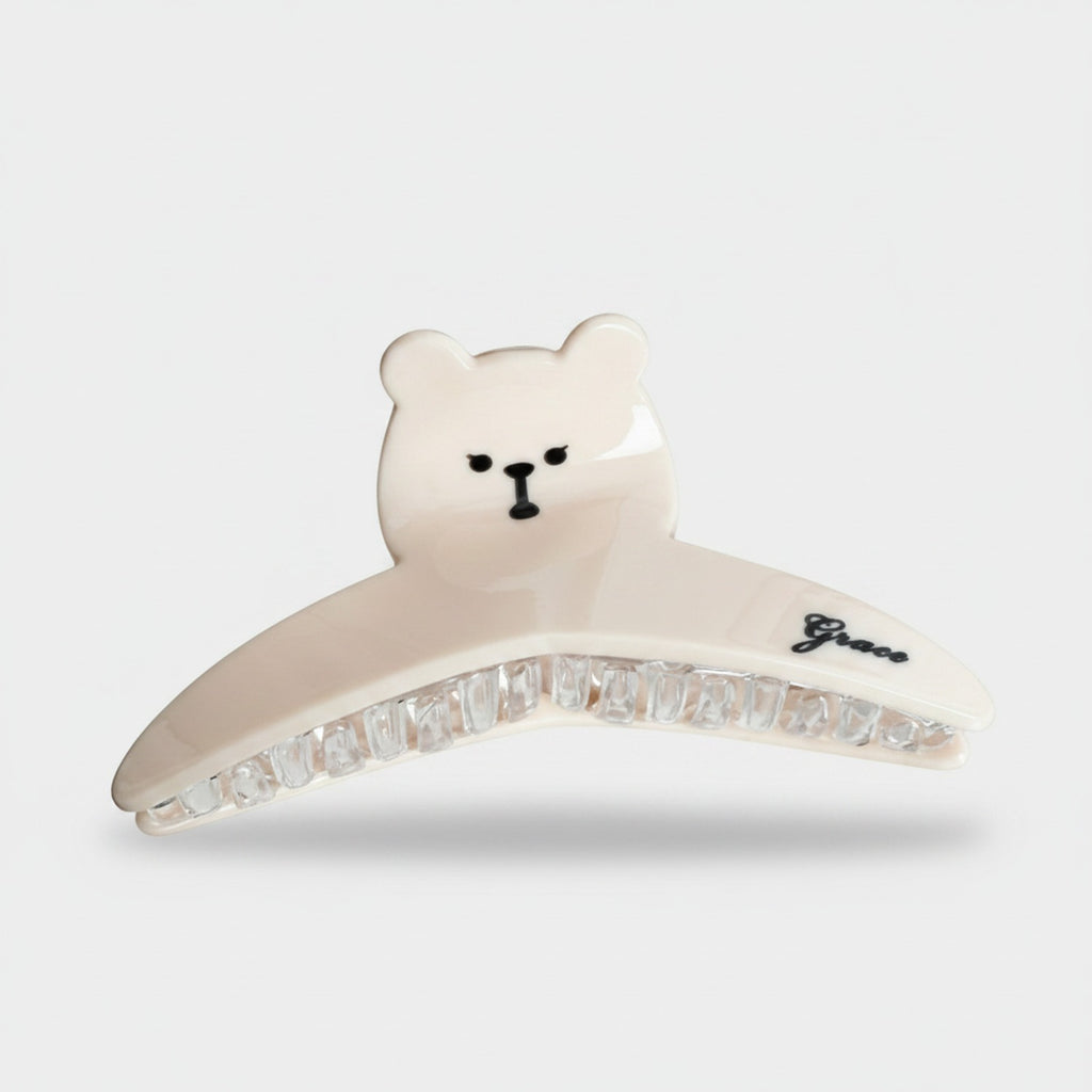 Cute Bear White Hair Claw Clip