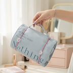 Cream Canvas Cosmetic Bag With Ribbon Tie