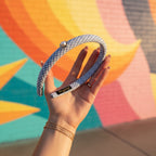 Blue Houndstooth Headband With Pearl Detail