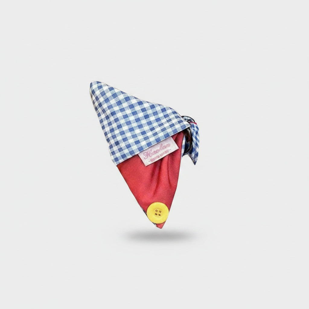 Blue Gingham Cone Hair Claw With Yellow Button