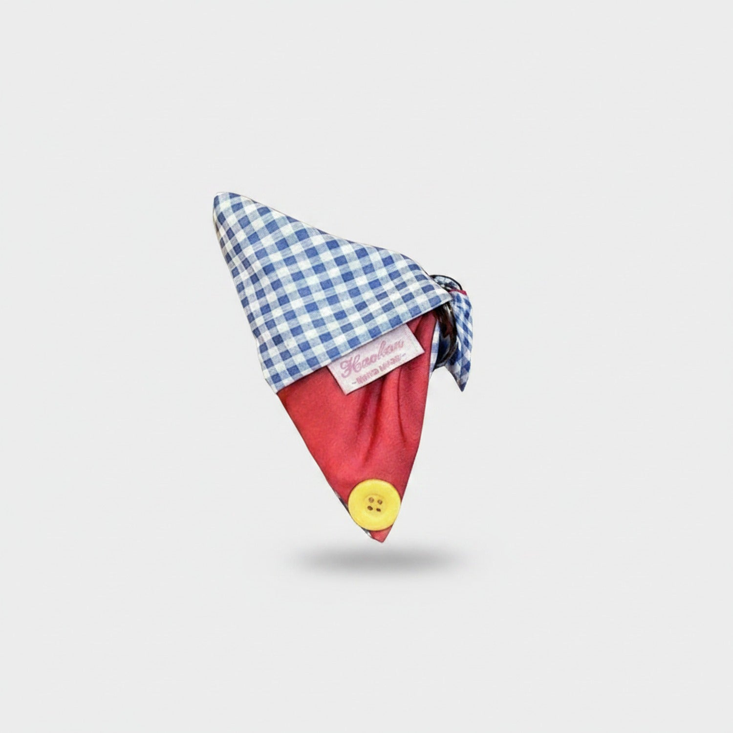 Blue Gingham Cone Hair Claw With Yellow Button