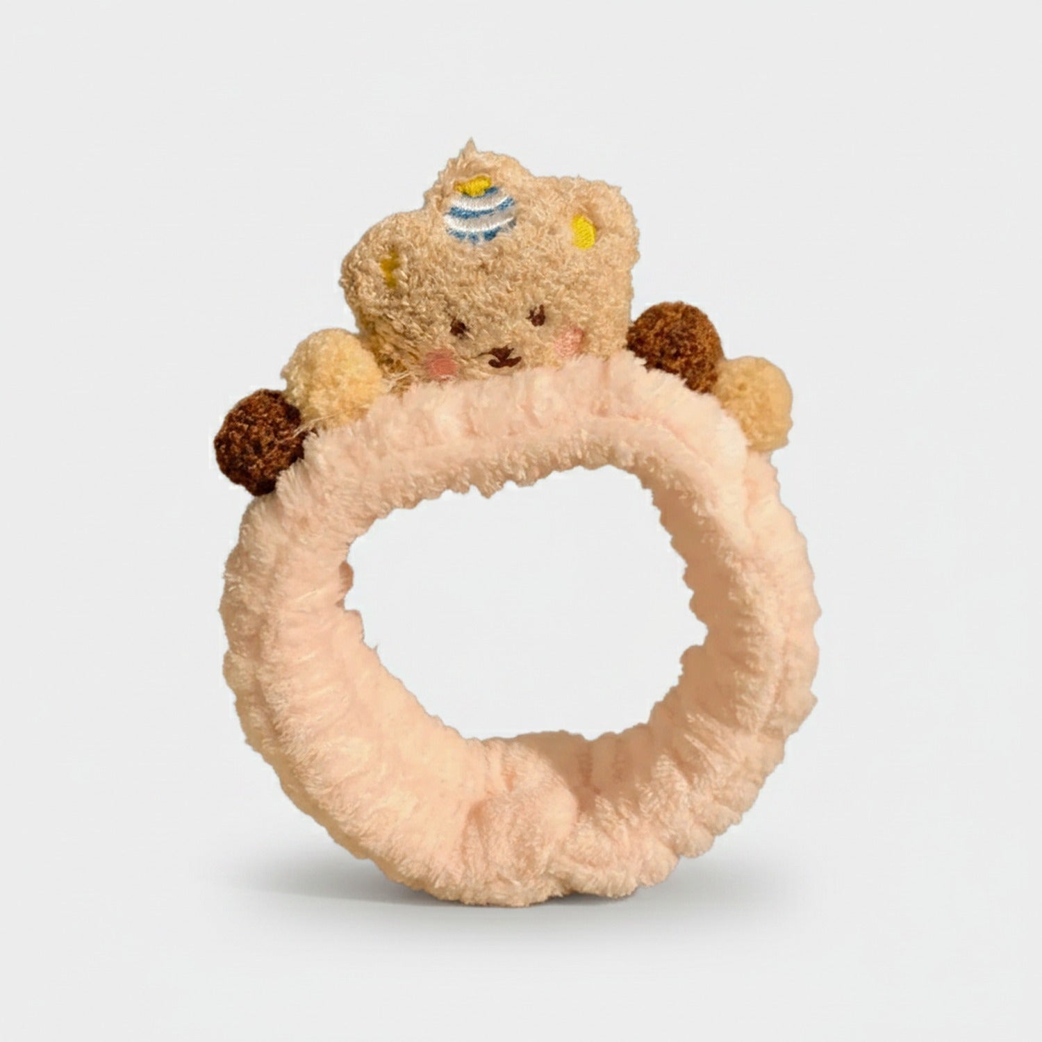 Teddy Bear Plush Hair Ring With Charm Details