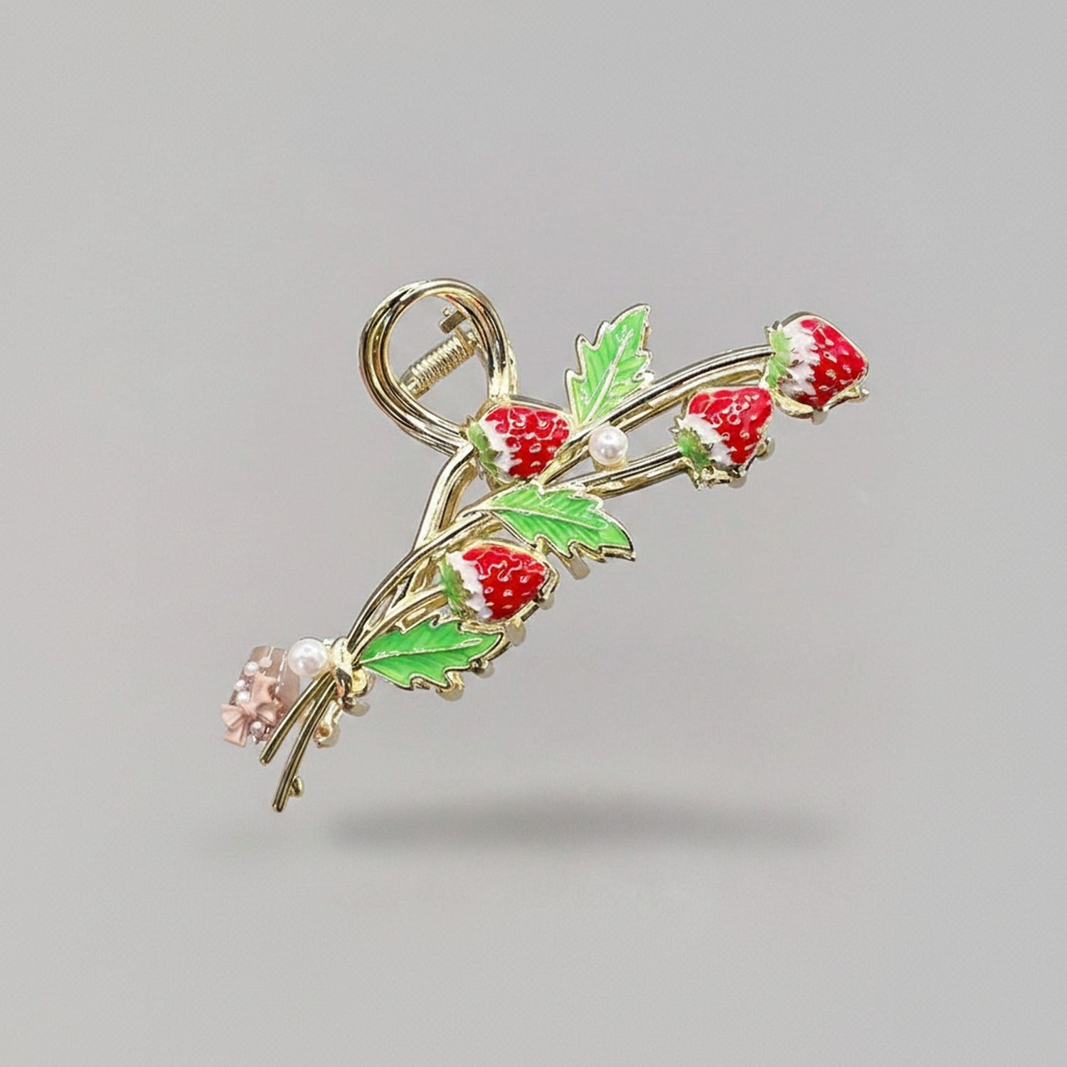 Strawberry Pearl Gold Metal Hair Claw