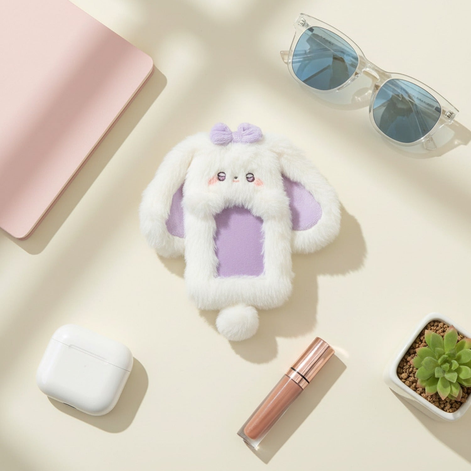 Fluffy Purple Bunny Ear Phone Charm