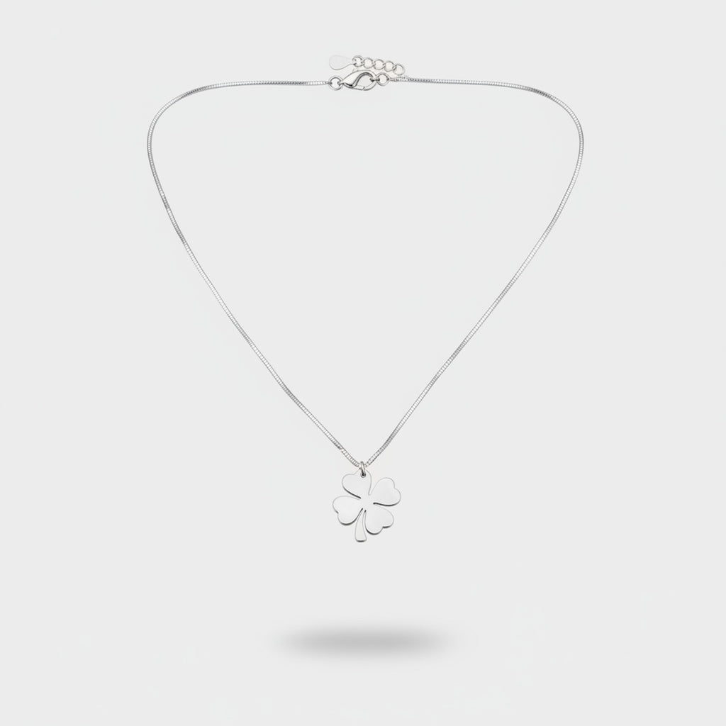 Silver Four-Leaf Clover Pendant Necklace