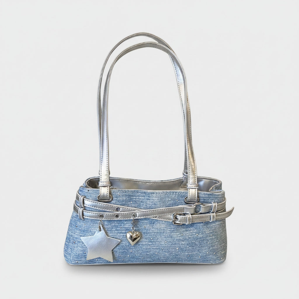 I appreciate the detailed request, but I need to clarify: the image shows a **shoulder bag/handbag**, not a hat or cap.