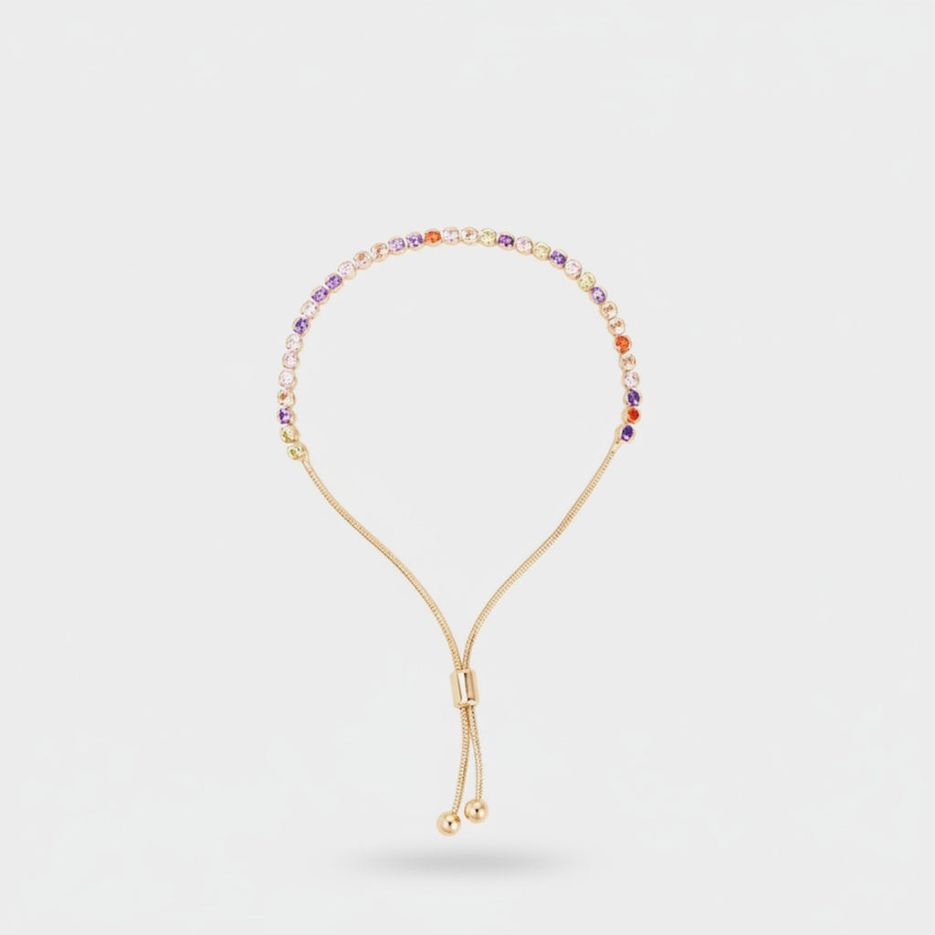 Rainbow Gemstone Beaded Adjustable Bracelet
