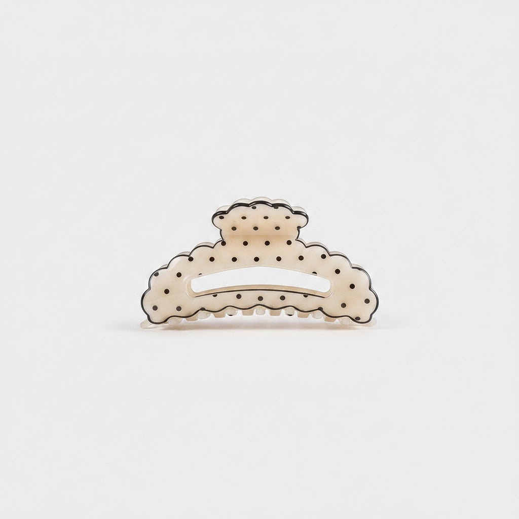 Beige Polka Dot Claw Hair Clip