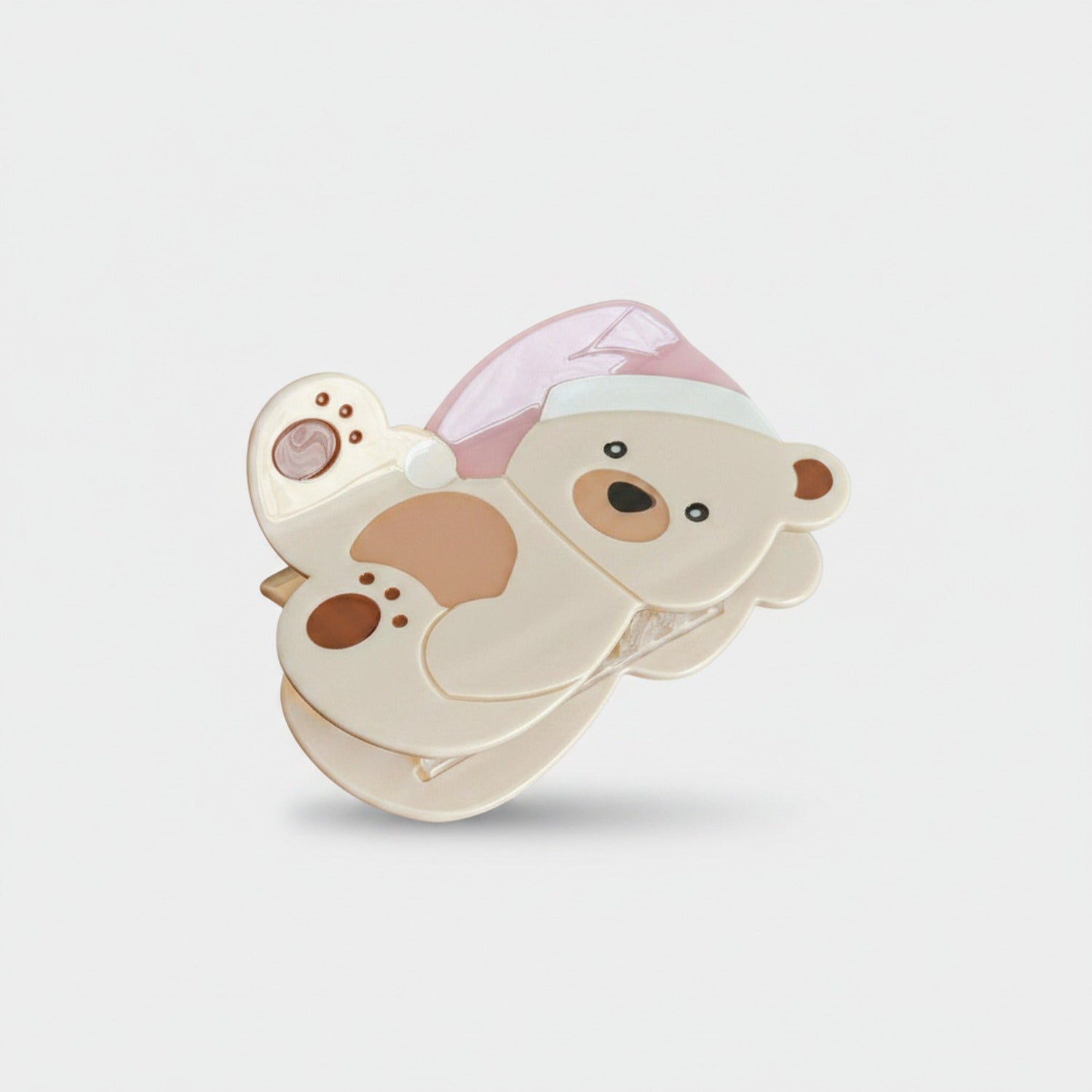 Cute Bear Hair Claw With Mirror Charm