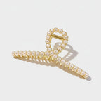 Pearl Beaded Gold Hair Claw Clip