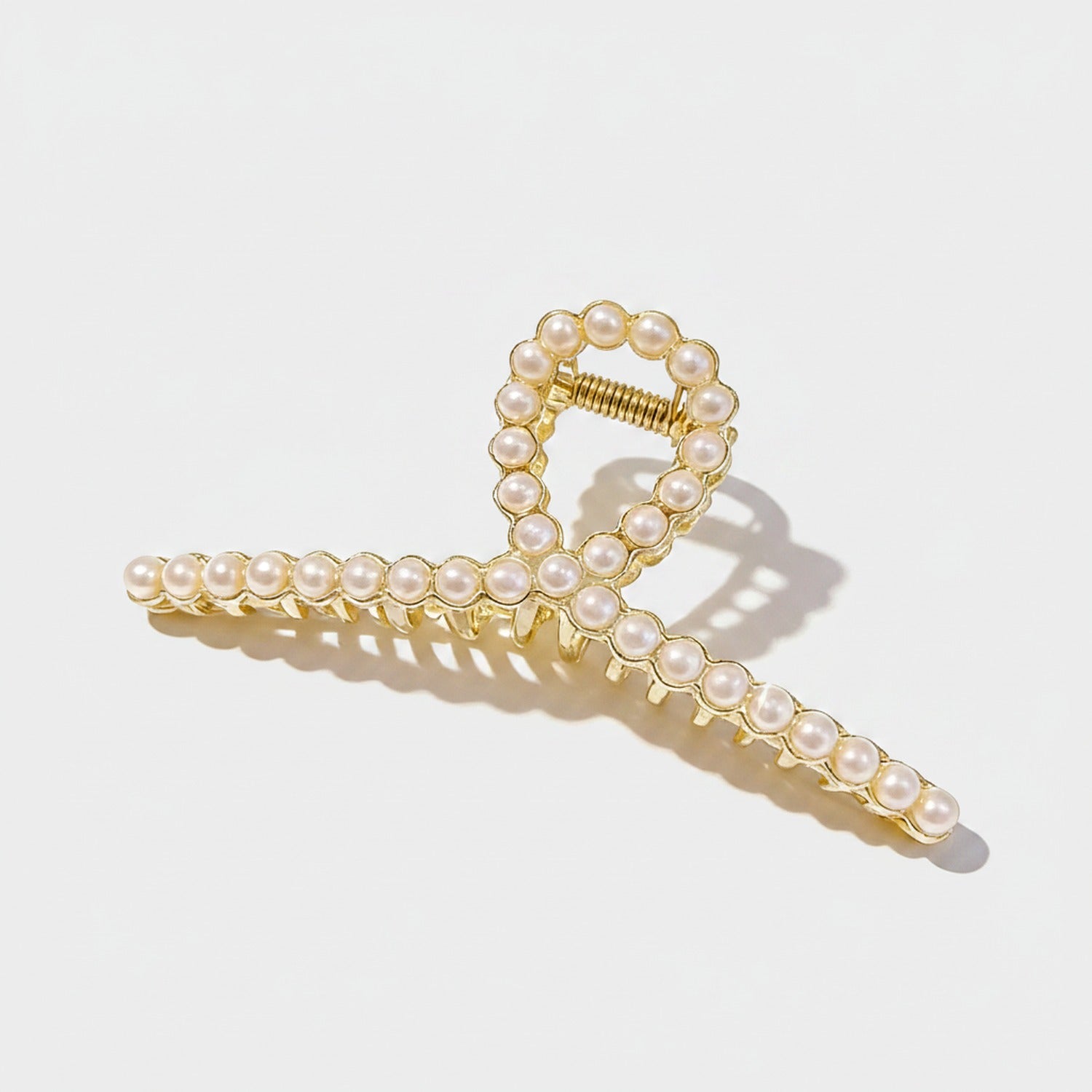 Pearl Beaded Gold Hair Claw Clip