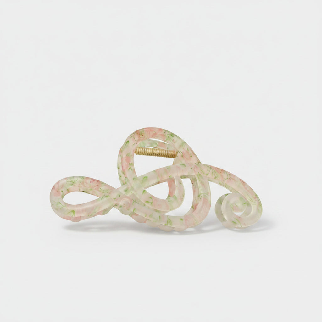 Floral Pink Twisted Hair Claw Clip